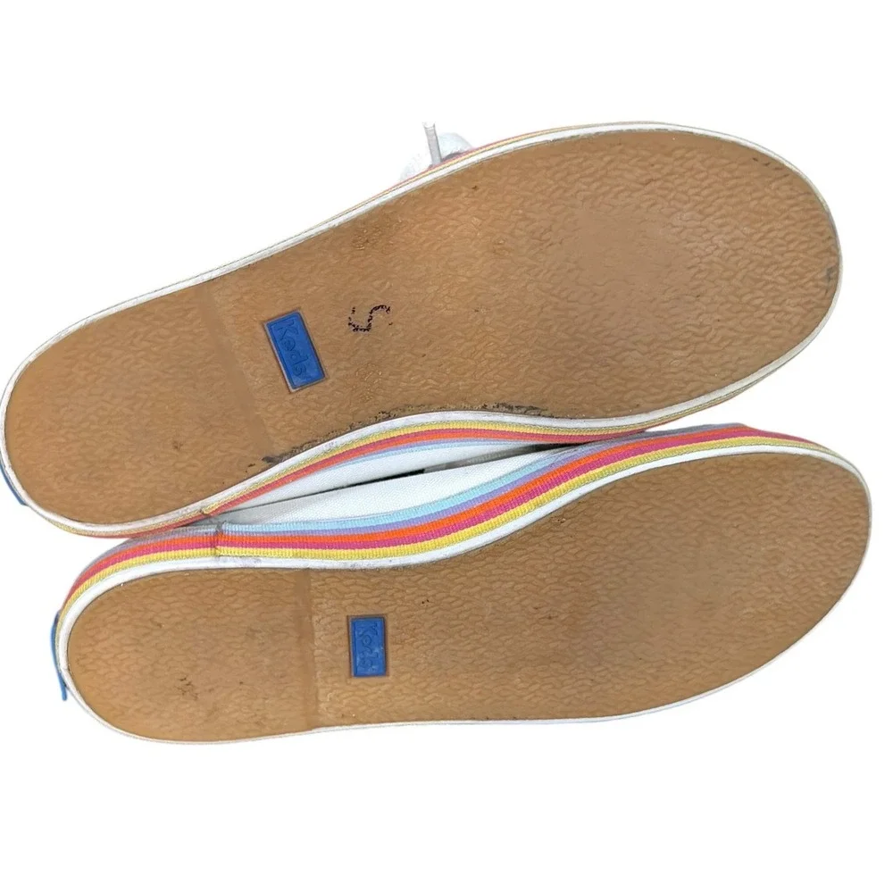 Kate Spade X Keds Colab‎ White Rainbow Platform Sneakers Canvas Women's Size 7.5